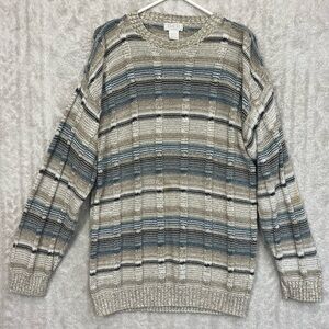 Vintage Exacta Men's 3-D Knit Sweater Kurt Cobain Sz L Muted Pastels Made in USA
